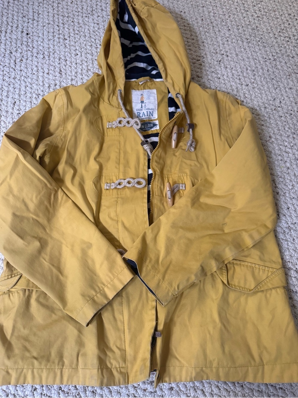 Sea salt Cornwall UK Brand Yellow Kids Raincoat Hooded Jacket